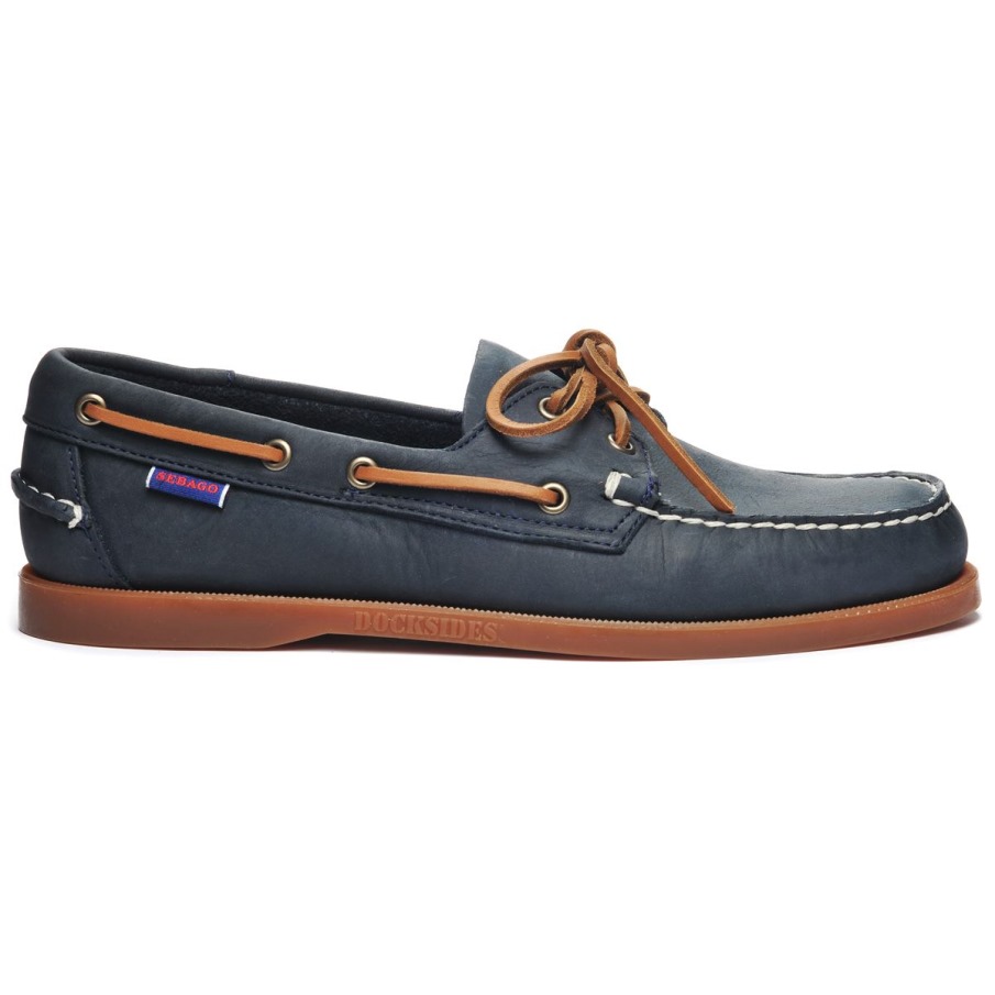 Docksides Portland Crazy H-bleu Marine & Marron Sebago Belgique