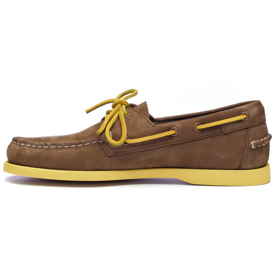 Docksides Portland Nubuk-marron Foncé & Jaune Sebago Belgique
