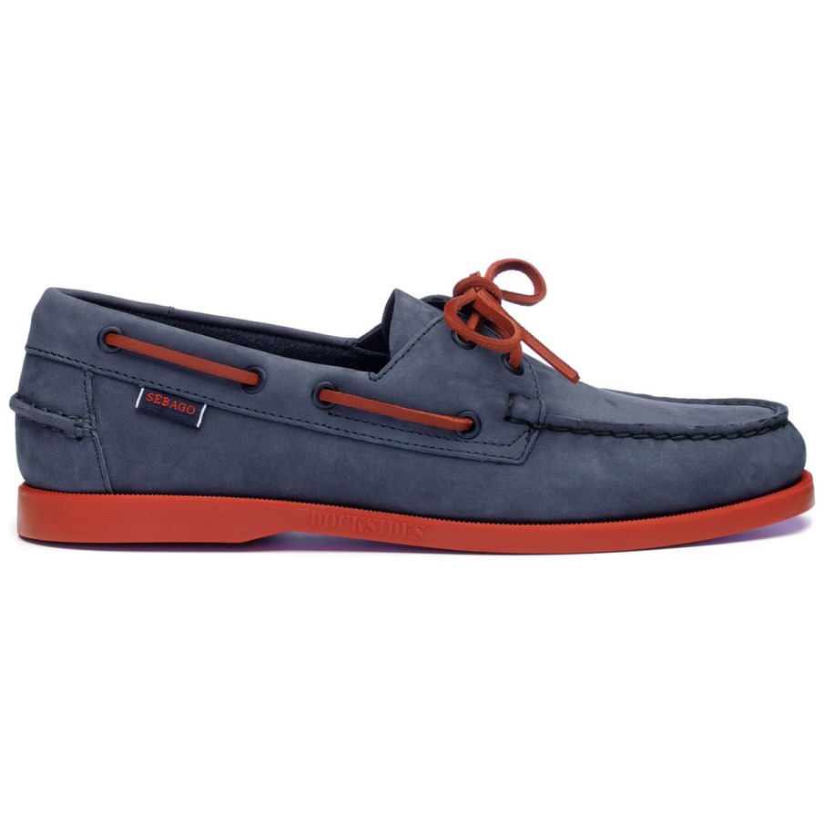 Docksides Portland Nubuk-bleu Marine & Rouge Sebago Belgique