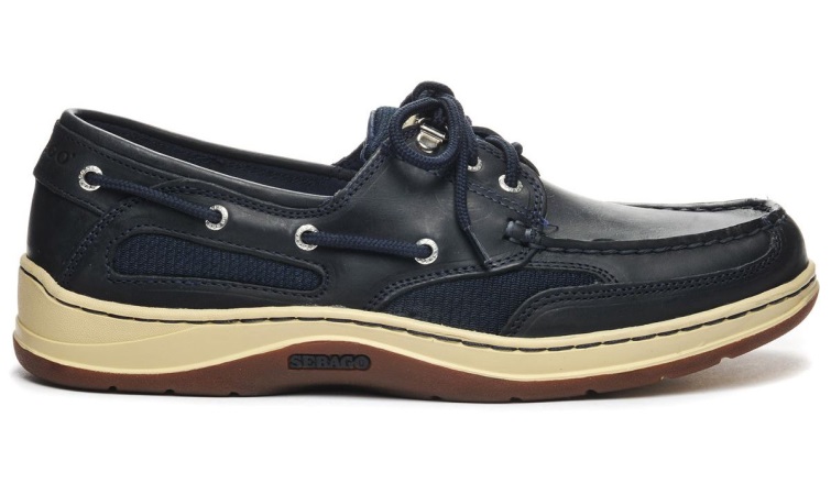 Chaussure Bateau Sebago Belgique Cabotage Cuir Ciré Bleu Marine