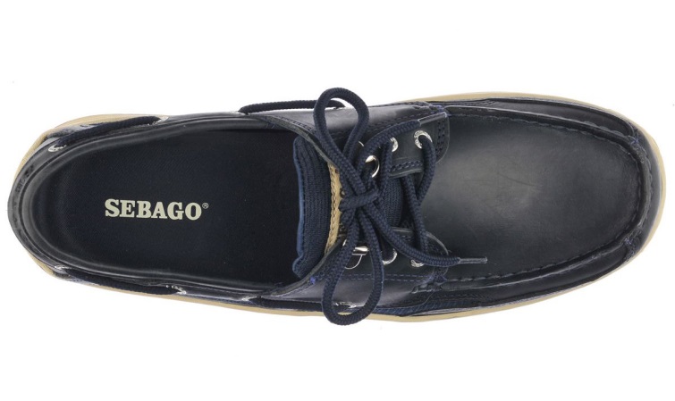 Chaussure Bateau Sebago Belgique Cabotage Cuir Ciré Bleu Marine
