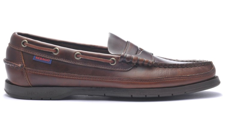 Marron Gum Sebago Belgique Mocassins Sloop En Cuir Ciré