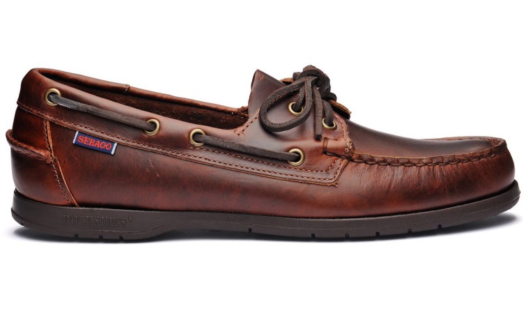 Sebago Belgique Chaussure Bateau En Cuir Ciré Marron Gomme Effort