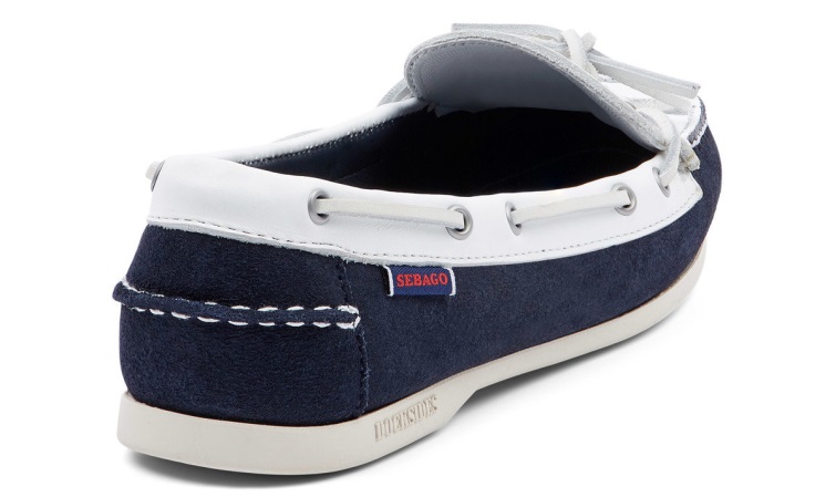 Sebago Belgique Mocassin Nina Bala En Daim Bleu Marine-blanc Femme