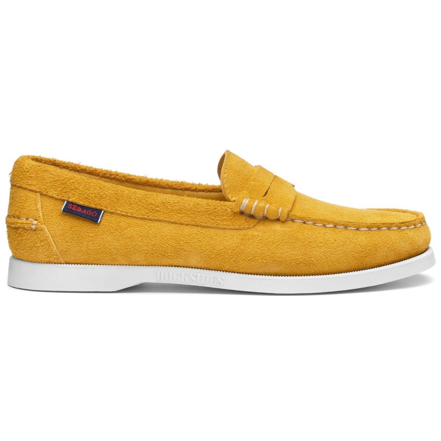Sebago Belgique Dan Bateau Roughout Femme-moutarde