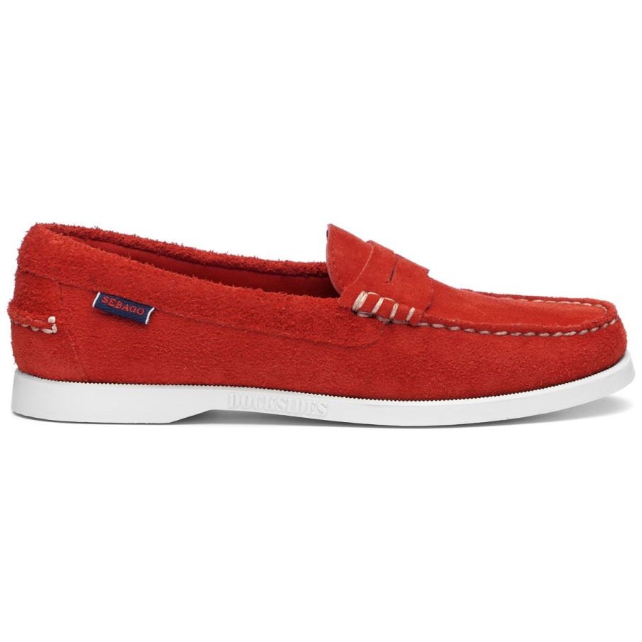 Sebago Belgique Dan Bateau Roughout Femme-rouge